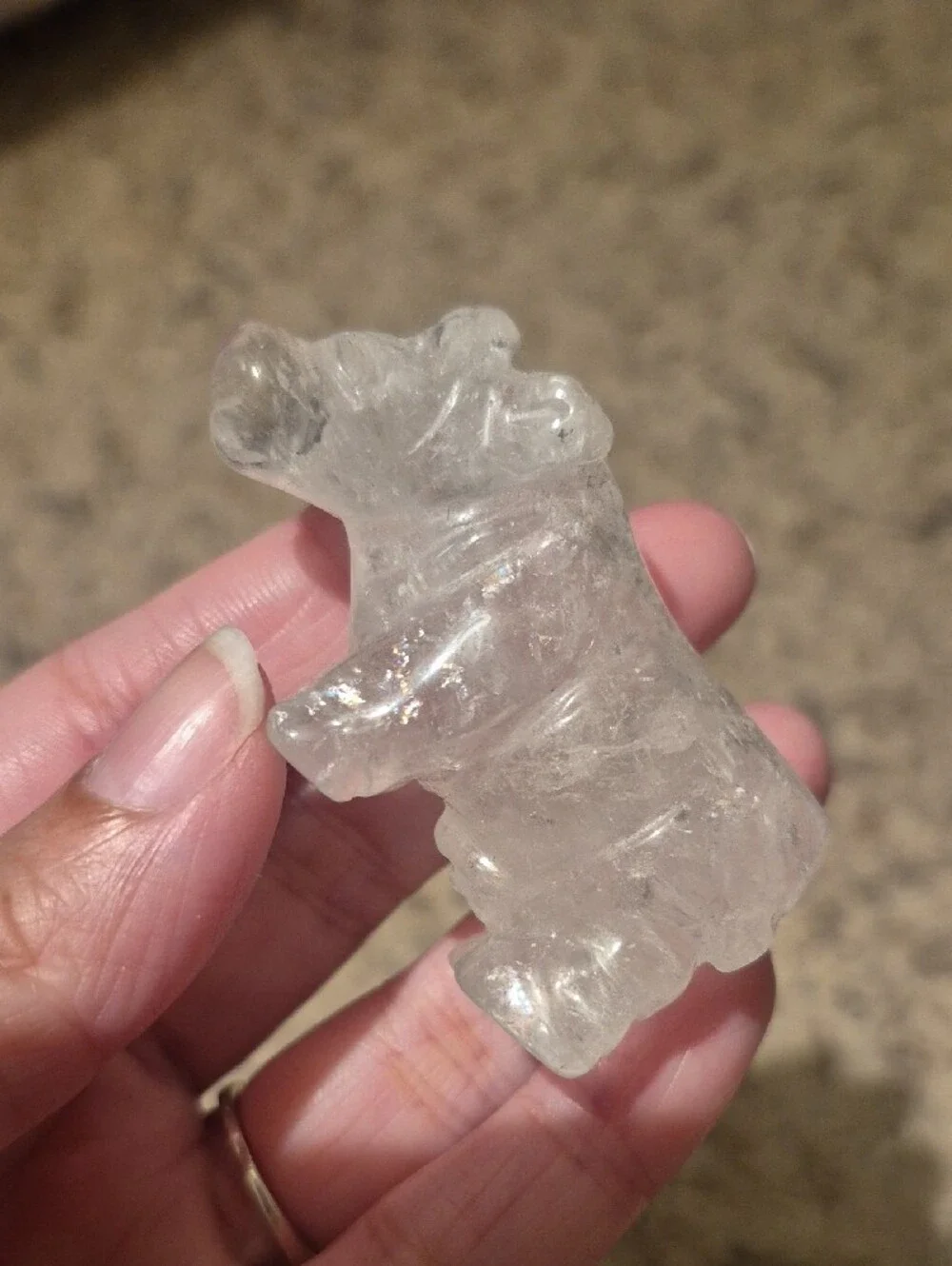 Handcarved Clear Quartz Crystal Cow